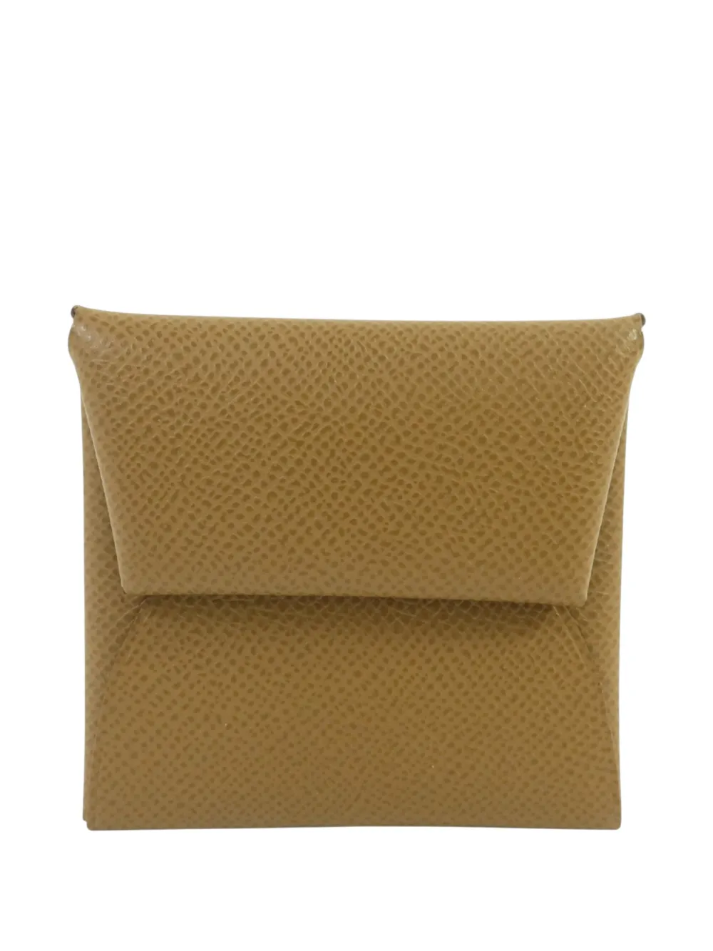 Pre-owned Hermes Bastia Leather Coin Case In Neutral