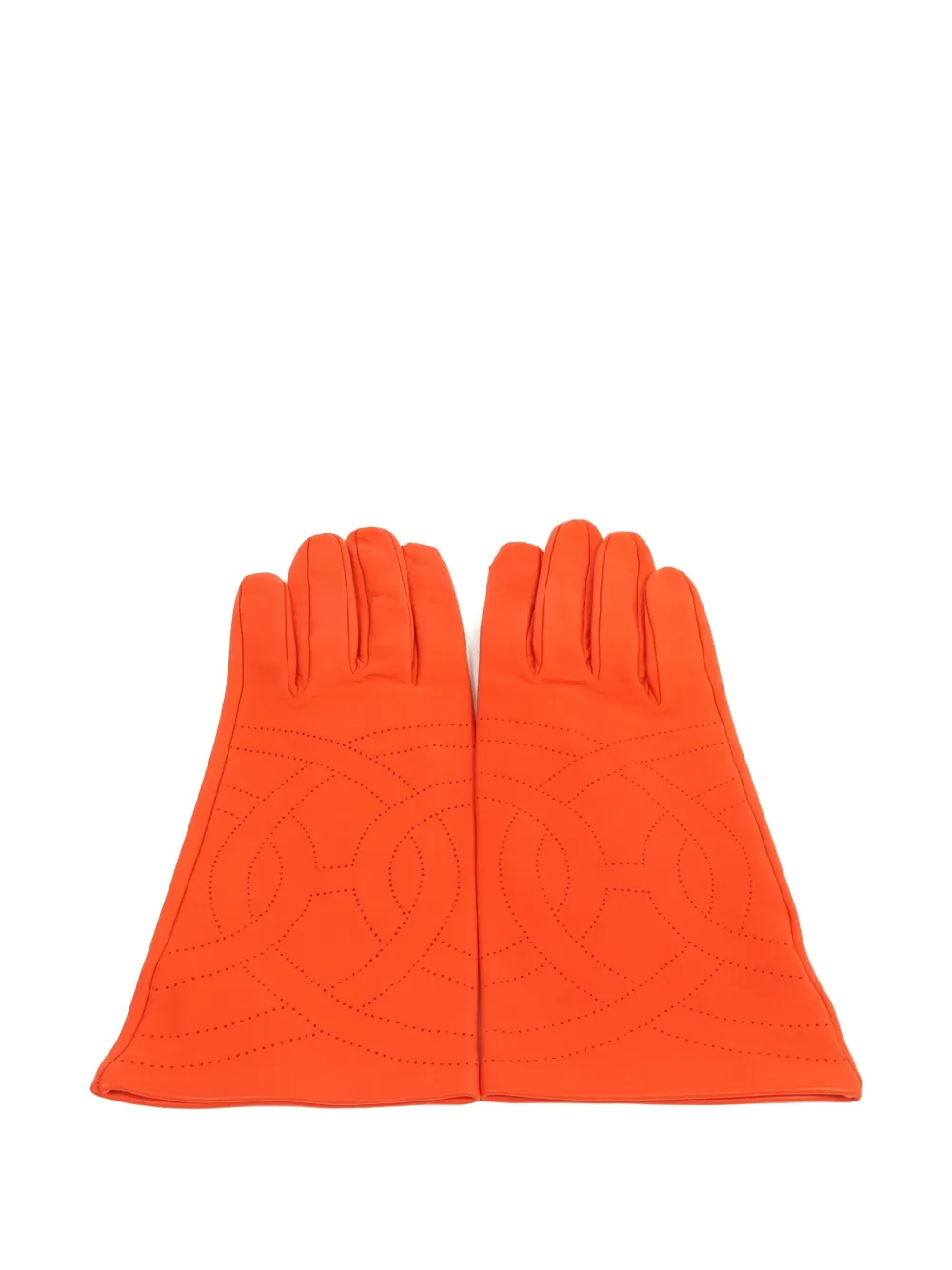 Hermès Pre-Owned perforated leather gloves - Orange