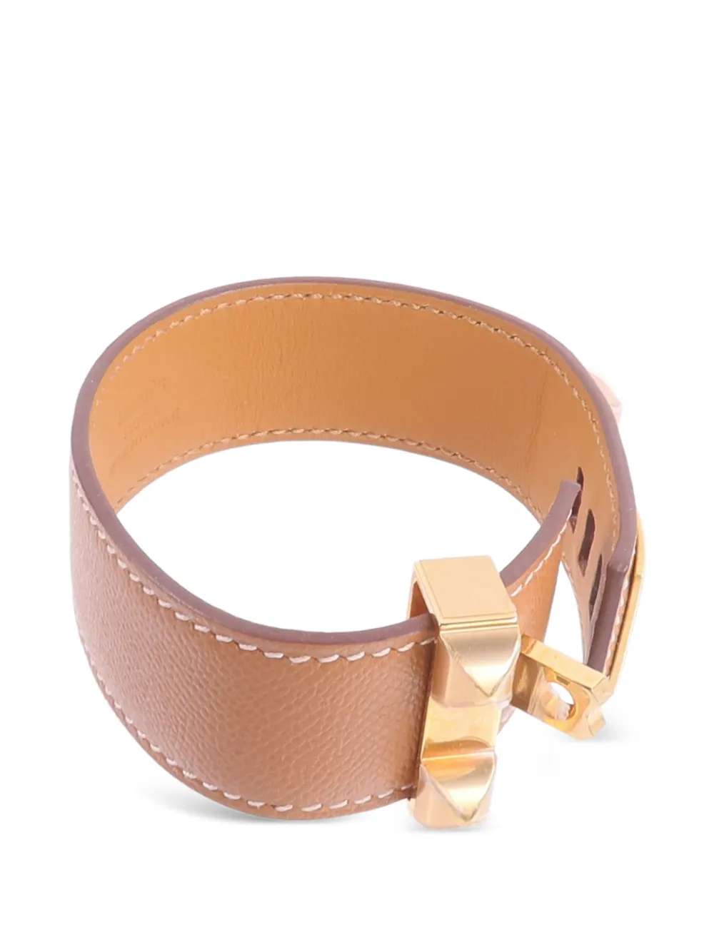 Hermès Pre-owned Collier De Chien Leather Bracelet in Gold, view 5