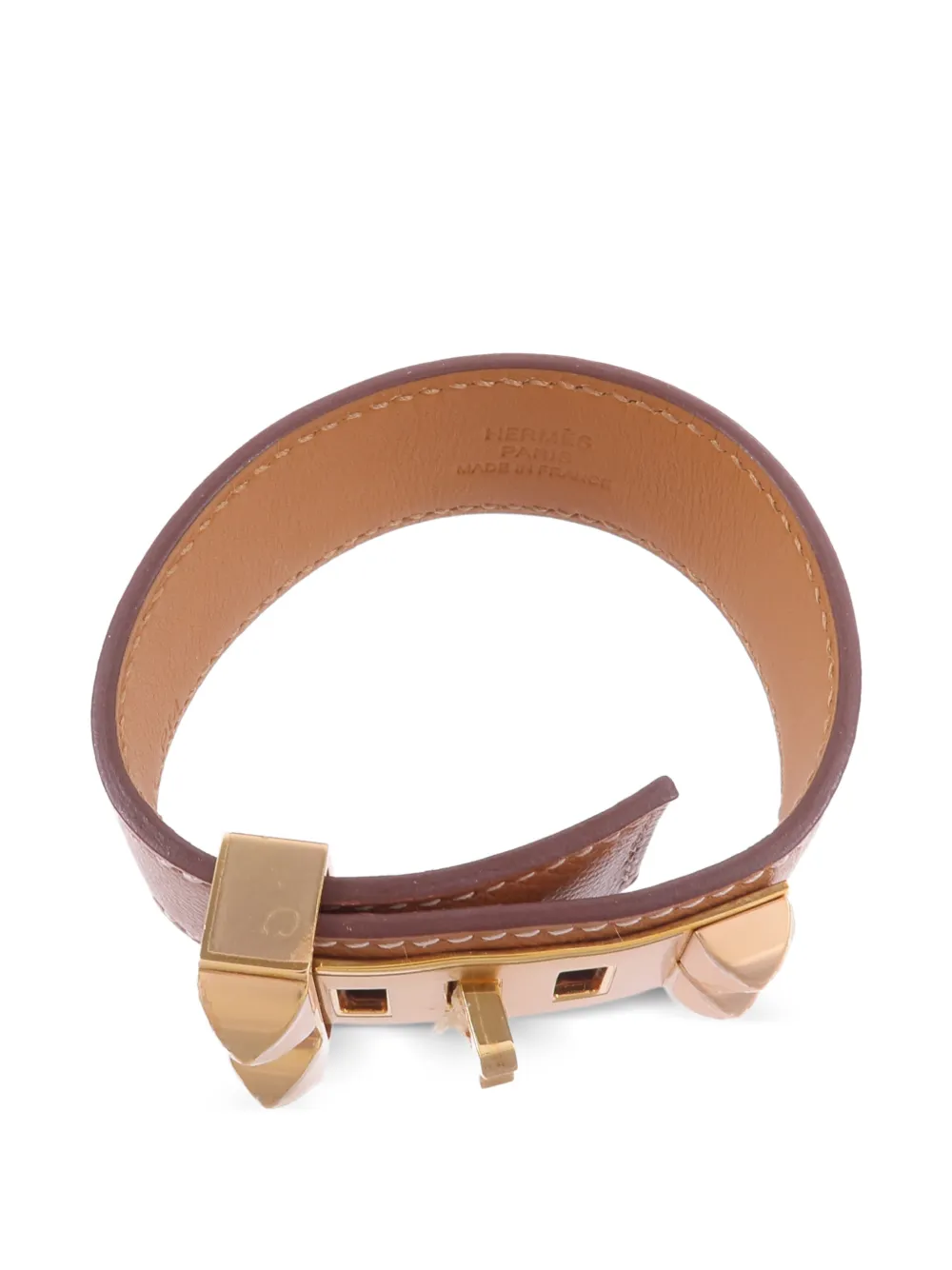 Hermès Pre-owned Collier De Chien Leather Bracelet in Gold, view 4