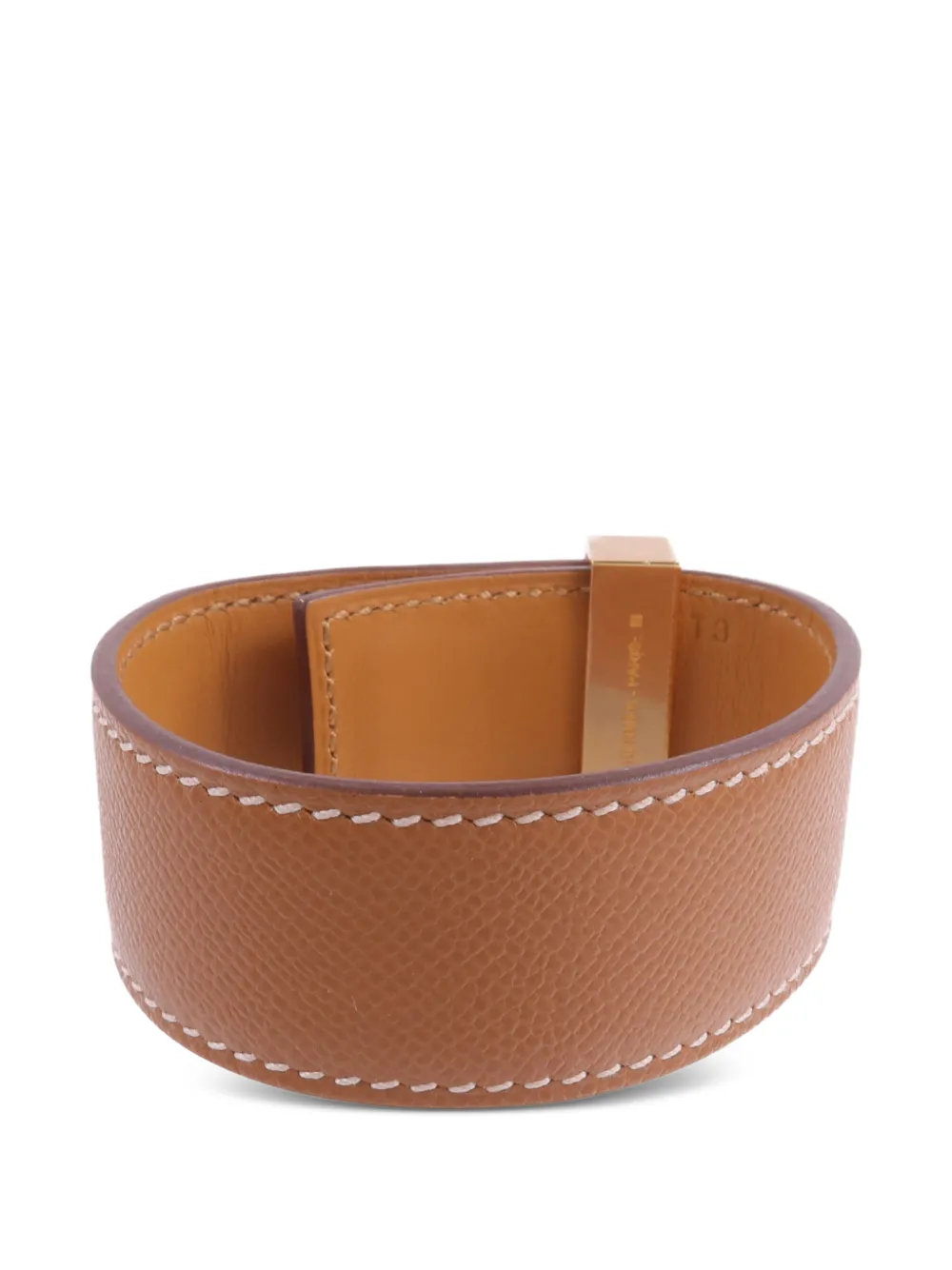 Hermès Pre-owned Collier De Chien Leather Bracelet in Gold, view 3