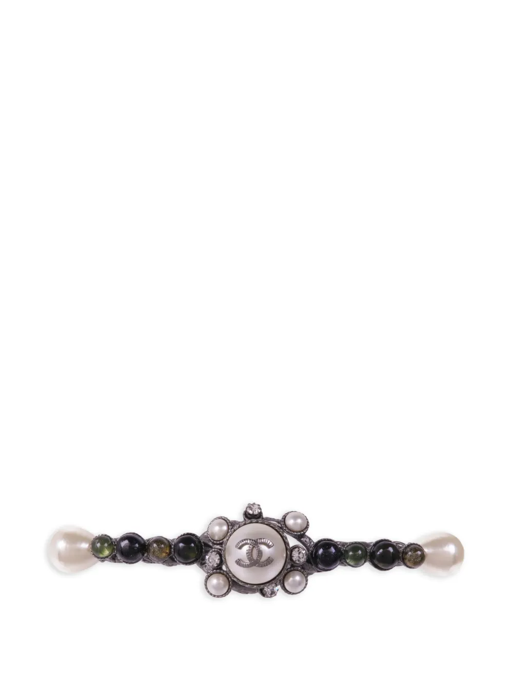 CHANEL Pre-Owned CC faux-pearl brooch - Nero