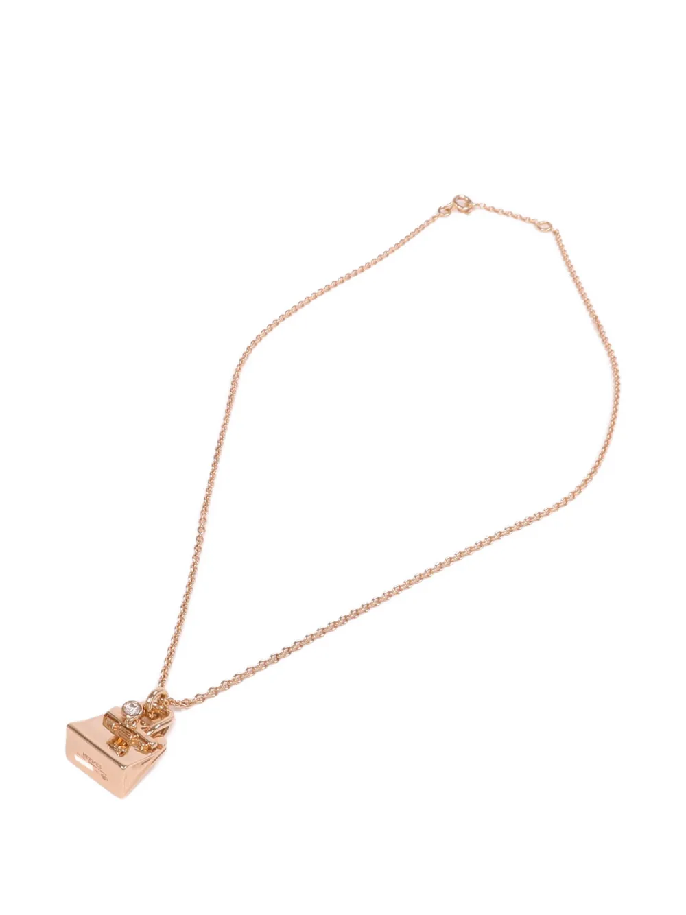 Pre-owned Hermes Birkin Diamond Necklace In Pink