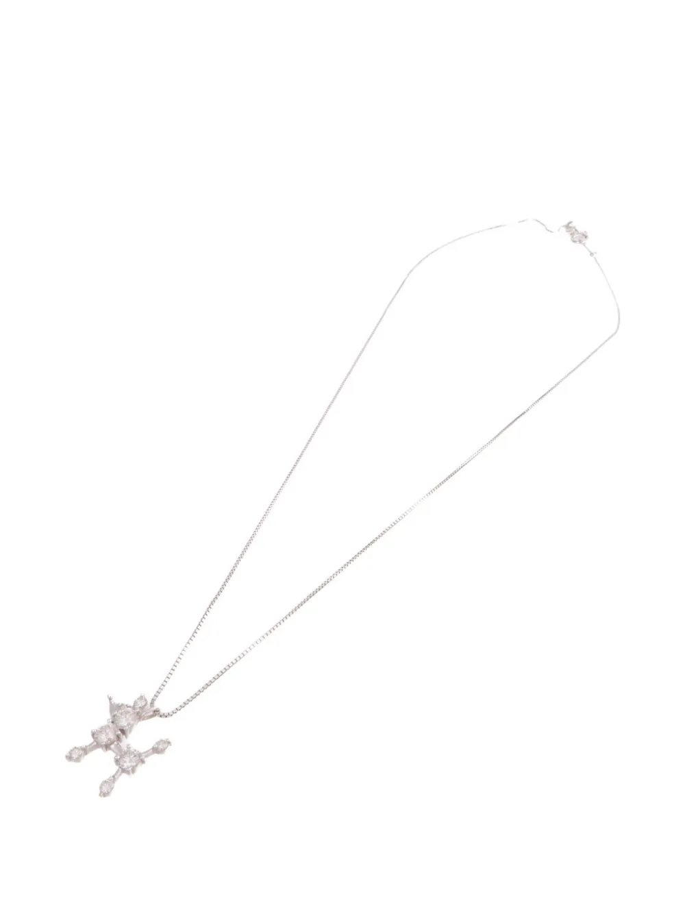 Pre-owned Ponte Vecchio Diamond Poodle Necklace In Silver