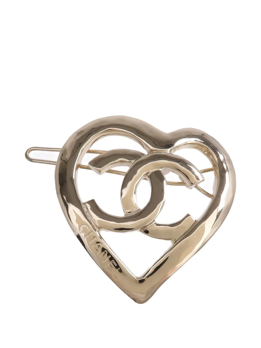 CHANEL Pre-Owned CC heart hair clip - Gold