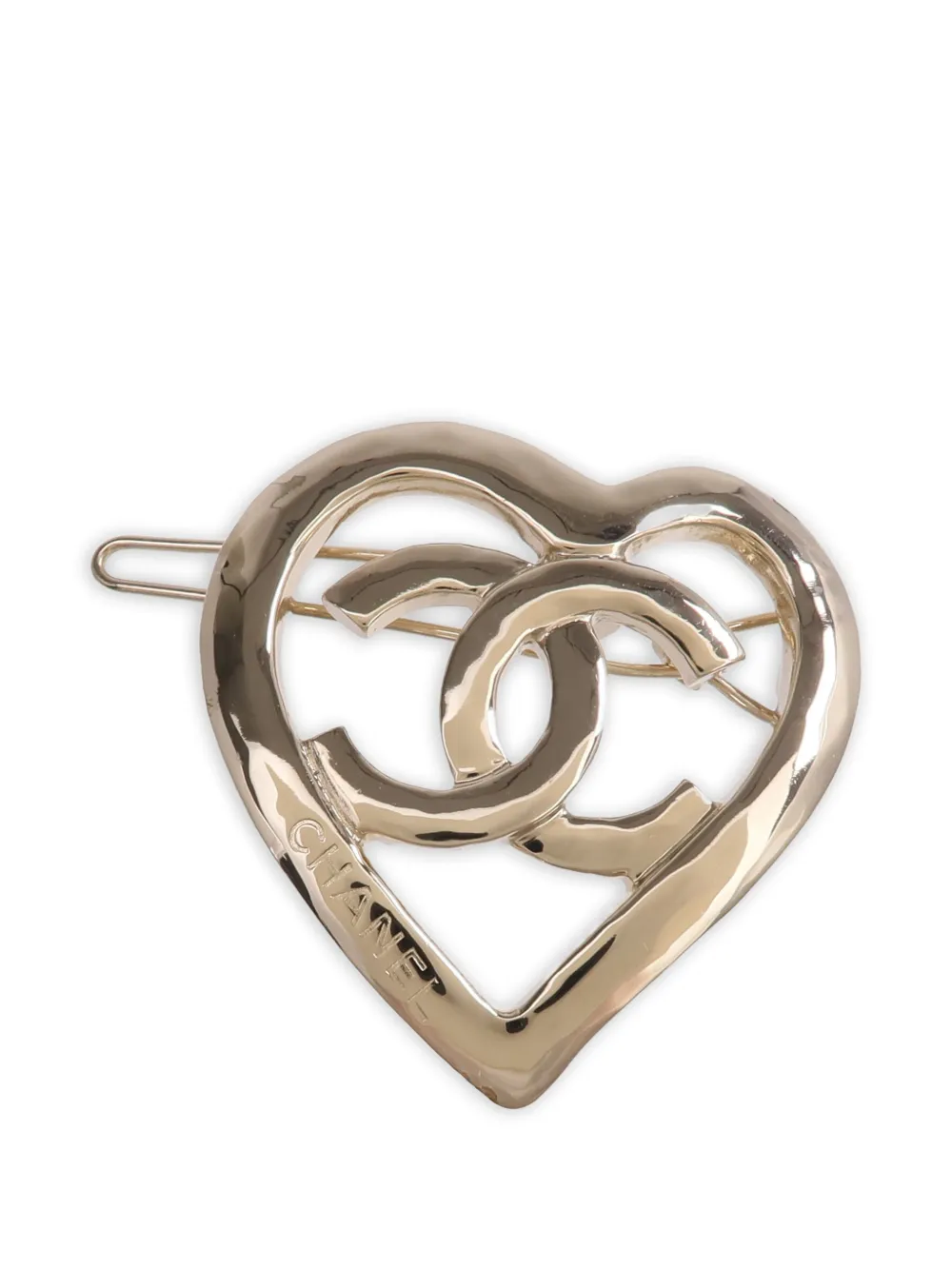 CHANEL Pre-Owned CC heart hair clip - Oro