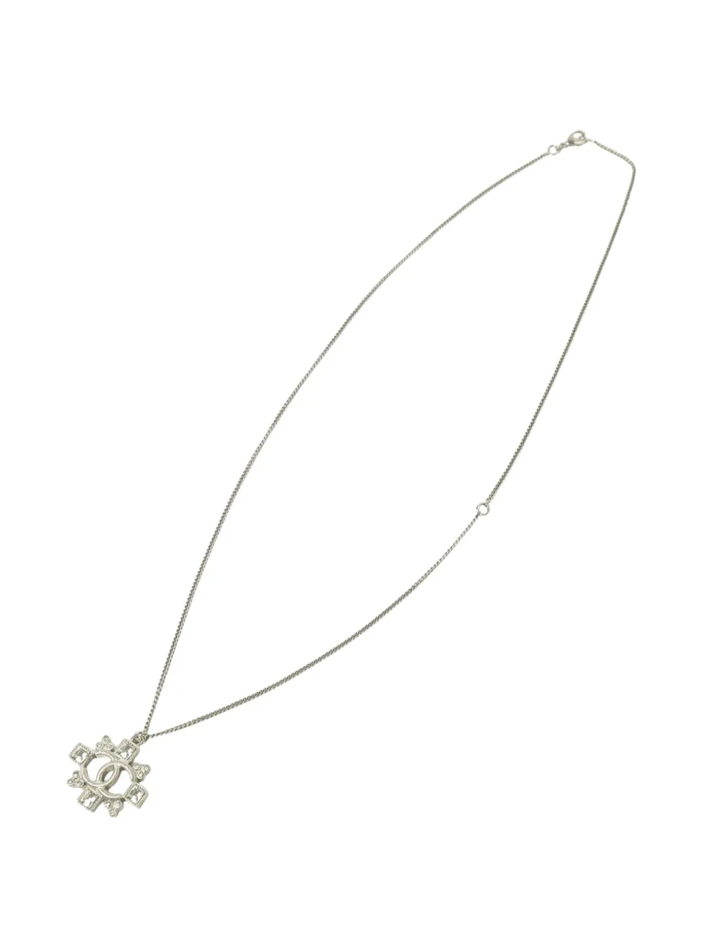 CHANEL Pre-Owned CC-pendant crystal necklace - Argento