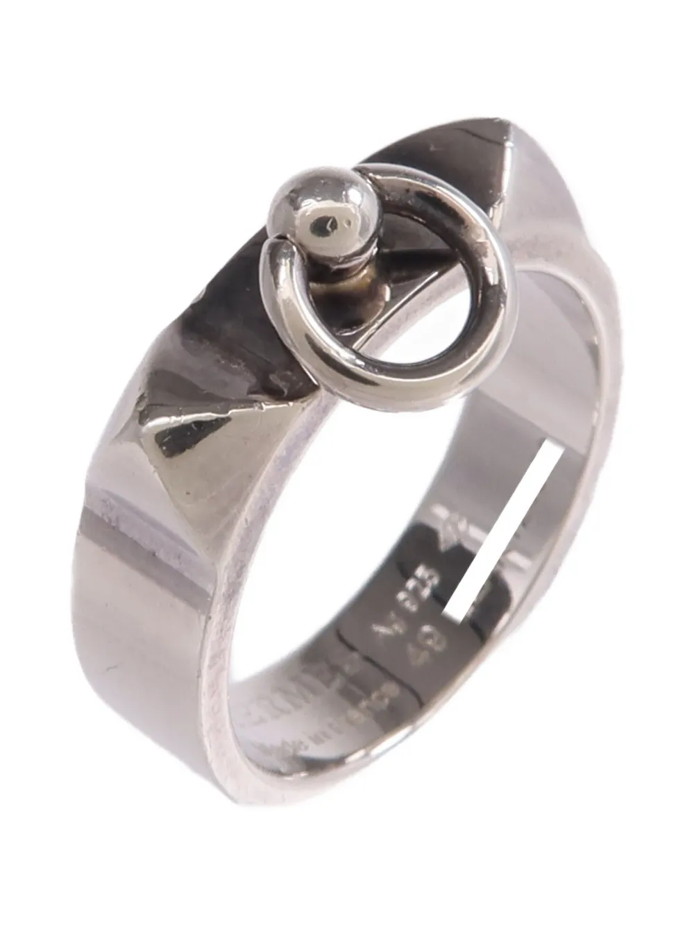 Pre-owned Hermes Collier De Chien Ring In Silver