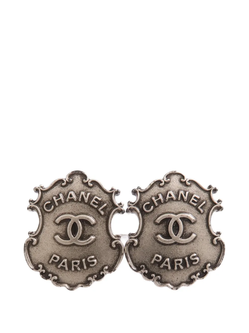 CHANEL Pre-Owned CC crest earrings - Silber