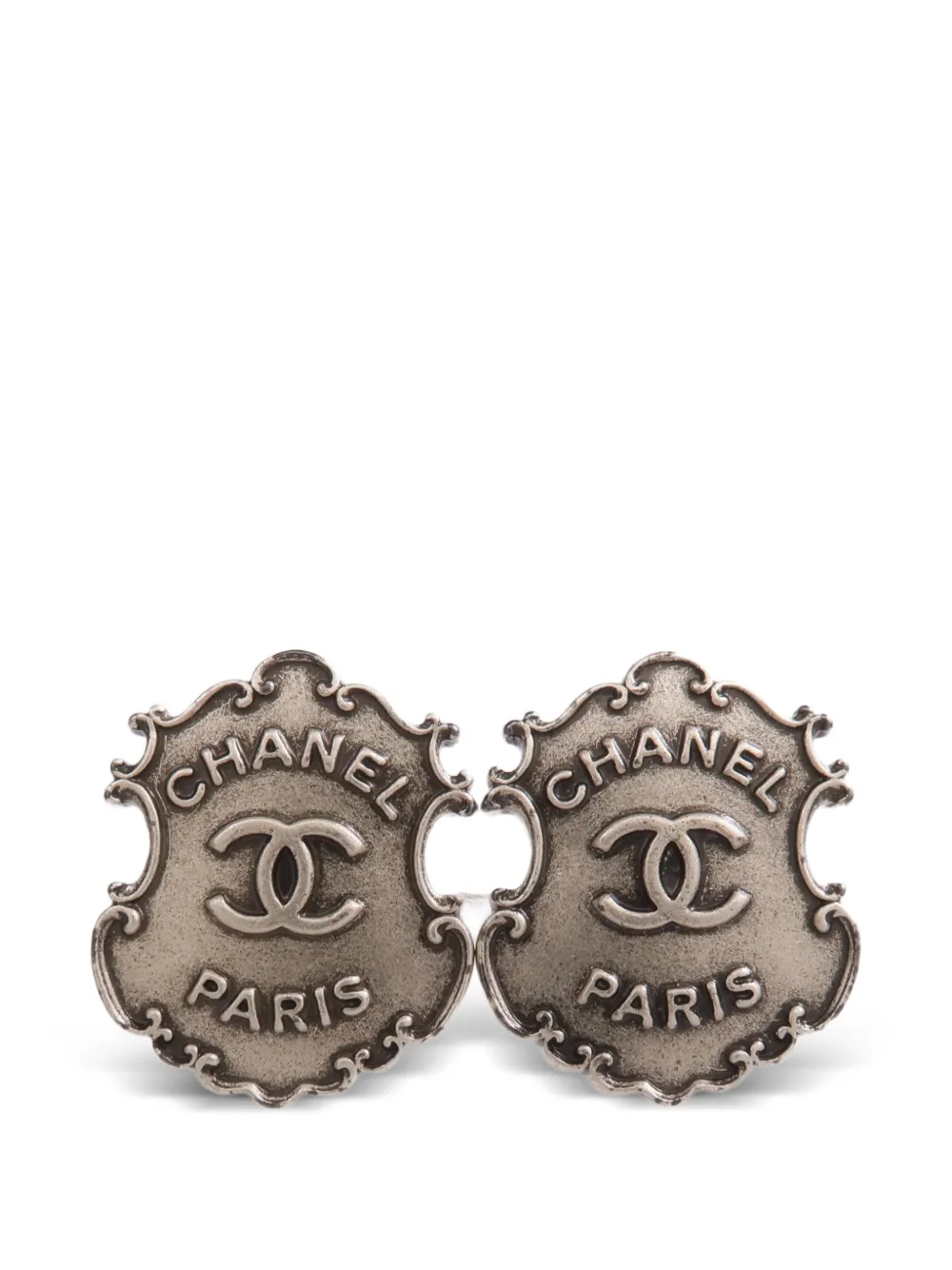 CHANEL Pre-Owned CC crest earrings - Argento