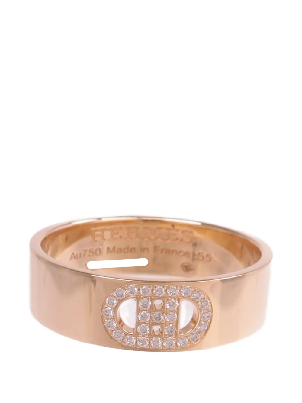 Pre-owned Hermes H D'ancre Diamond Ring In Pink