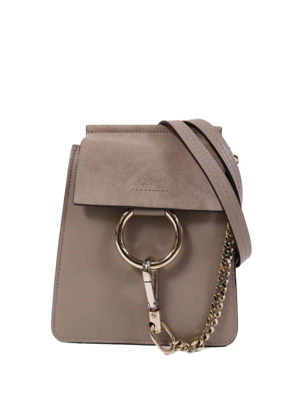 Pre-owned Chloé Mini Faye Ring-detail Shoulder Bag In Gray