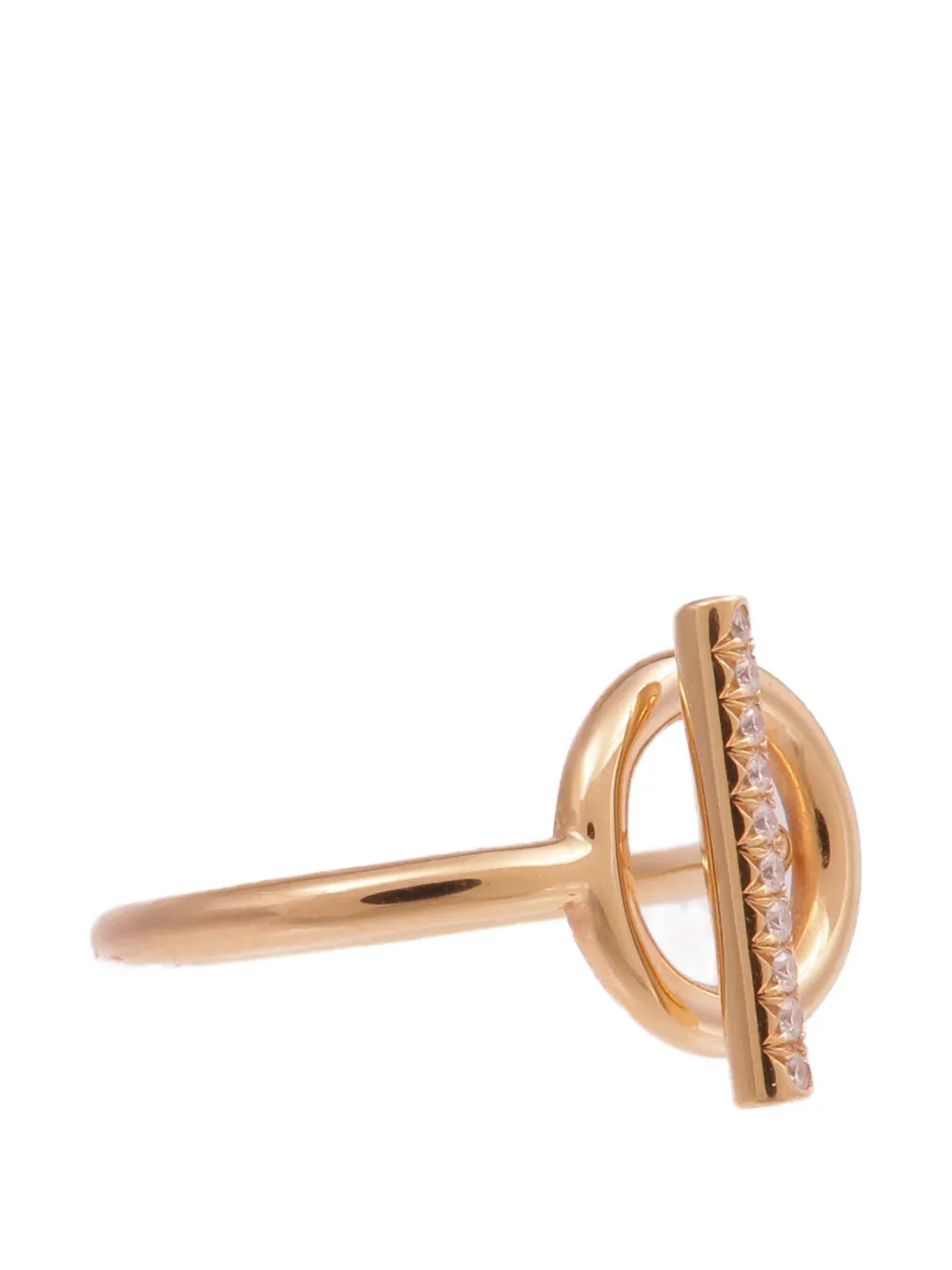 Pre-owned Hermes Echappée Diamond Ring In Gold