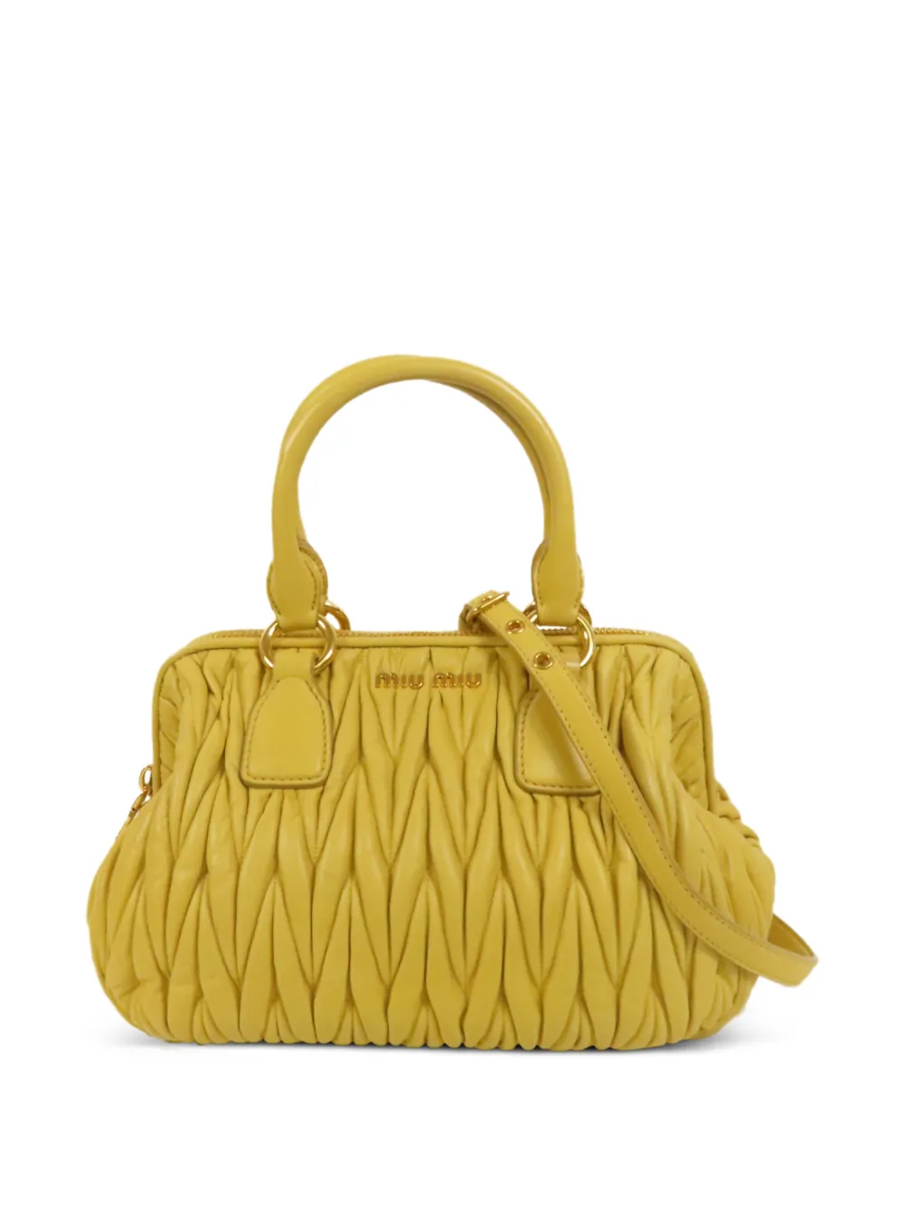 Miu Miu Pre-Owned Matelassé leather shoulder bag - Giallo