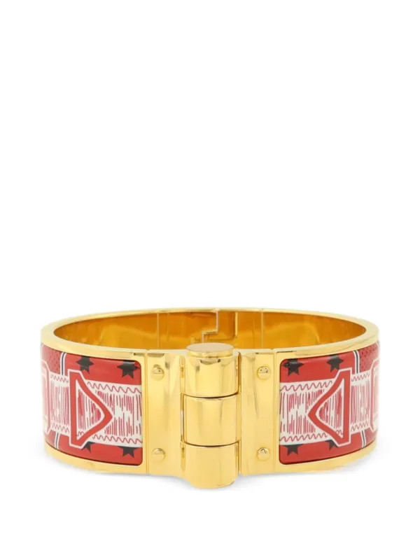 Hermès Pre-owned Charniere Enamel Bangle in Gold