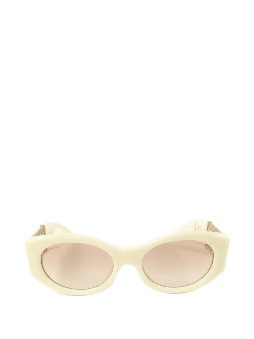 Pre-owned Chanel Cc Chain-link Oval Sunglasses In Neutral