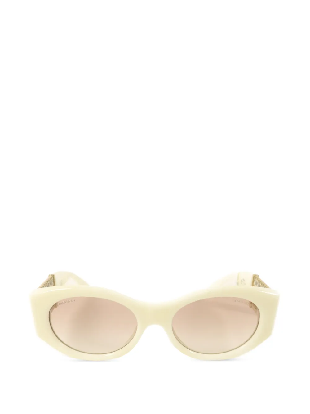 CHANEL Pre-Owned CC chain-link oval sunglasses - Toni neutri