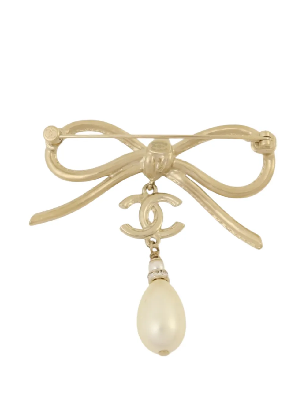 CHANEL Pre-Owned CC bow brooch - Gold
