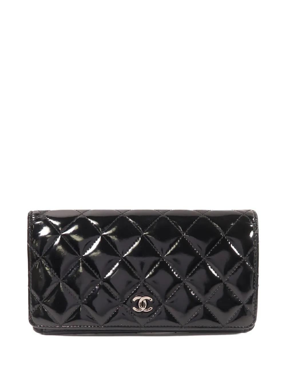 CHANEL Pre-Owned CC quilted leather long wallet - Black