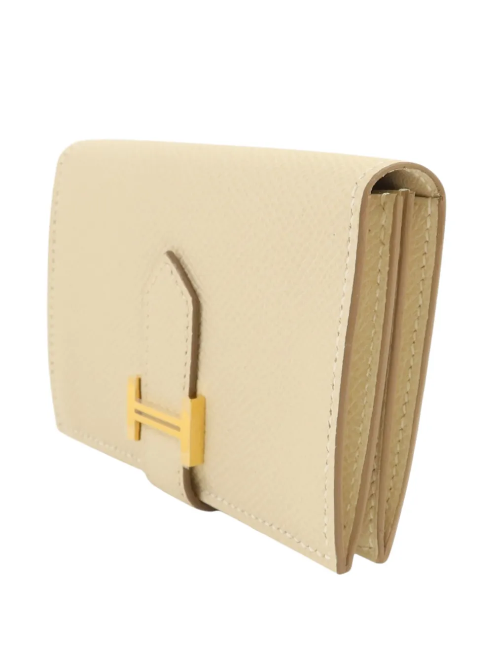 Pre-owned Hermes Bearn Epsom Card Holder In Neutral