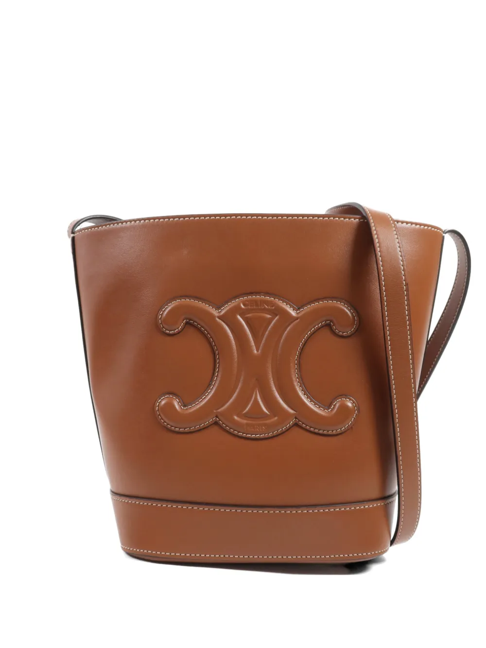 Celine Pre-Owned Cuir Triomphe bucket bag - Braun
