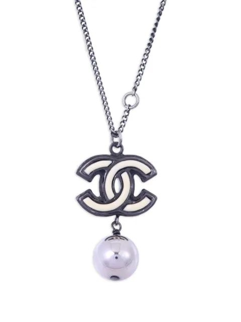 CHANEL Pre-Owned interlocking CC pearl necklace