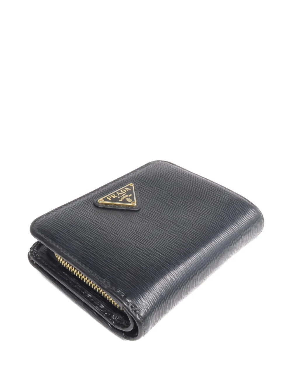 Pre-owned Prada Textured Leather Wallet In Black
