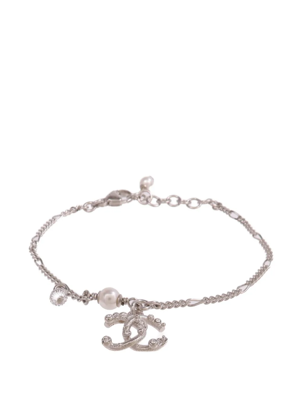 CHANEL Pre-Owned CC faux-pearl and crystal bracelet - Argento
