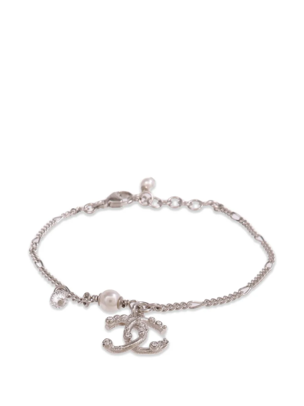 CHANEL Pre-Owned CC faux-pearl and crystal bracelet - Argento