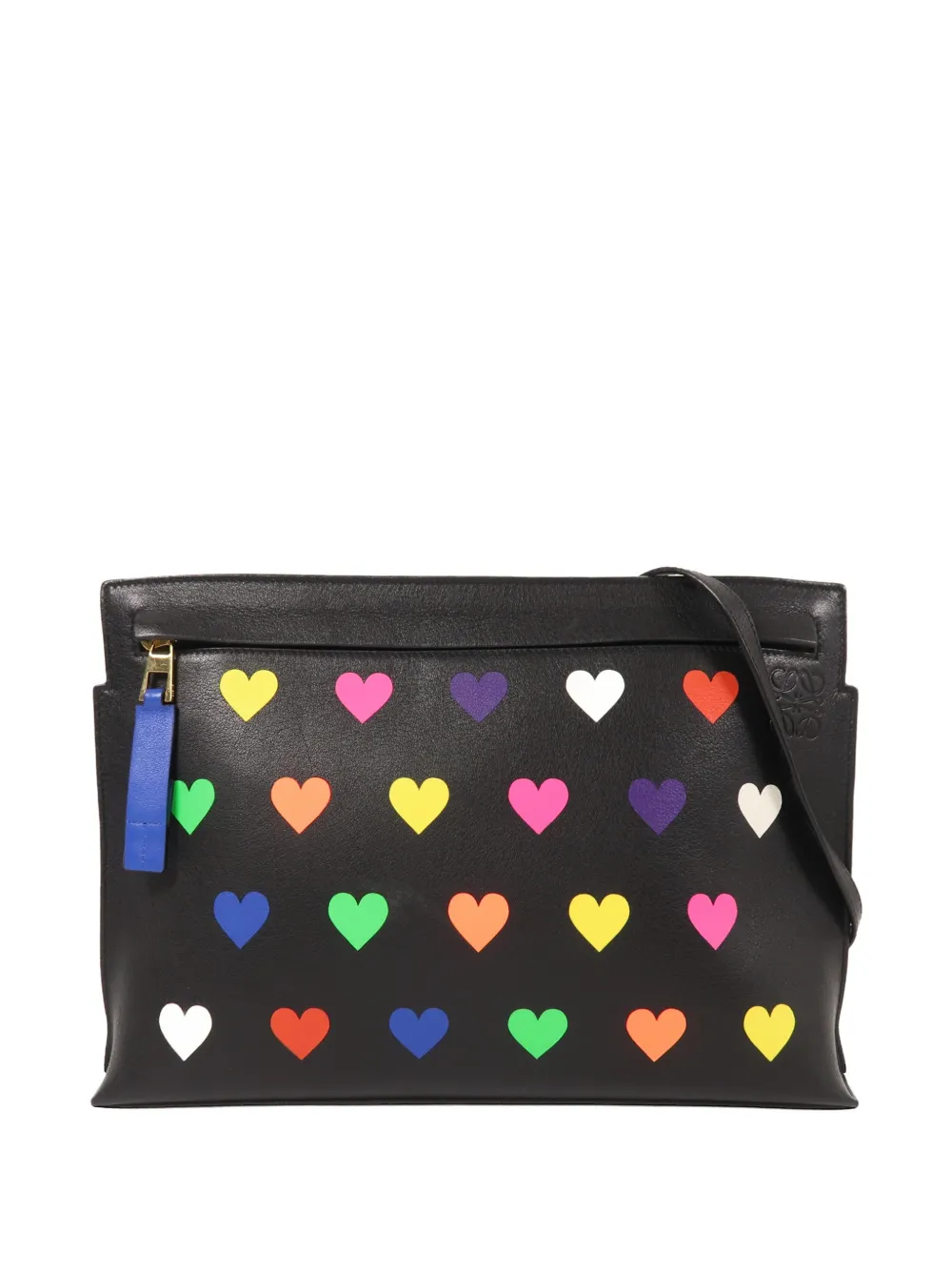 Loewe Pre-Owned heart-print leather shoulder bag - Nero