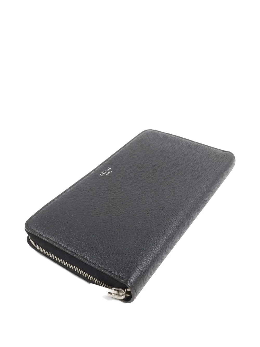 Celine Pre-owned Grained Leather Wallet in Black, view 4