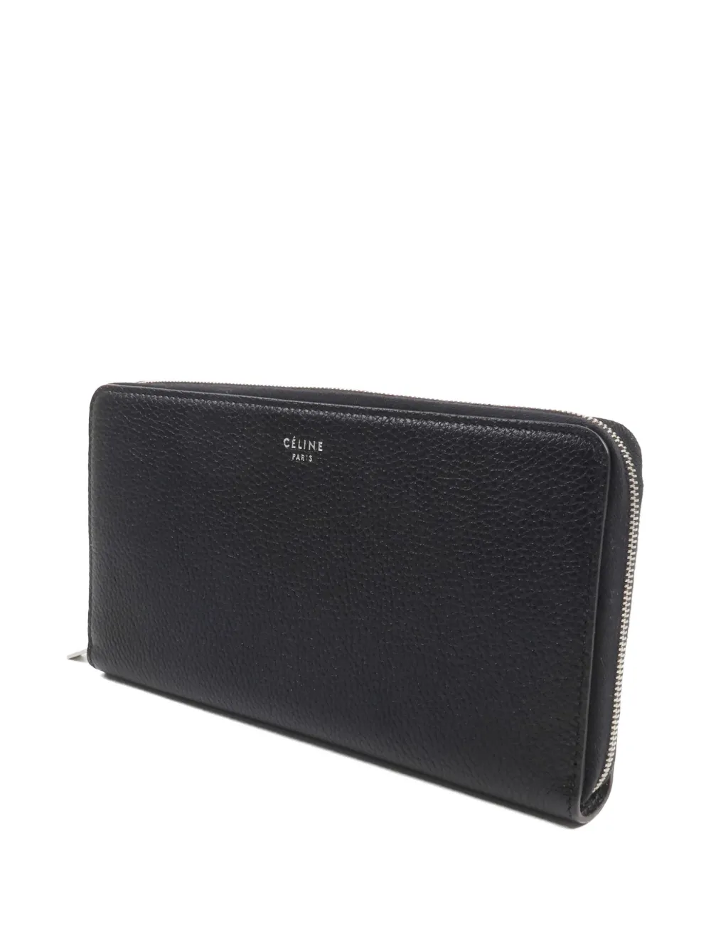 Celine Pre-owned Grained Leather Wallet in Black, view 3