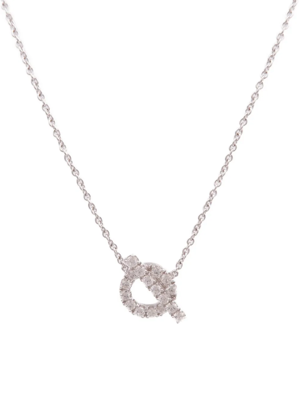 Pre-owned Hermes Finesse Diamond Necklace In Silver