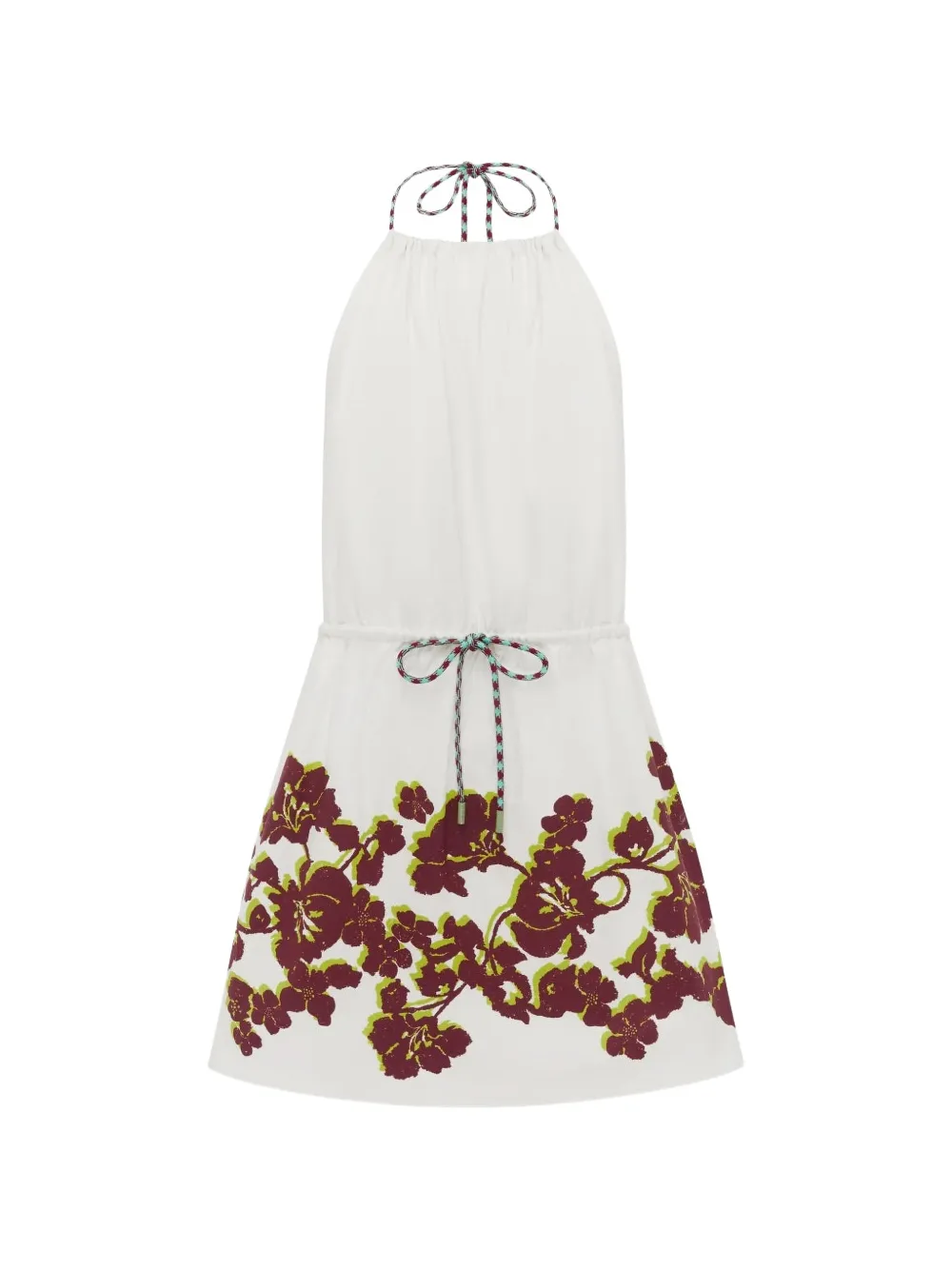 ALEMAIS floral-print halterneck mini dress - White
