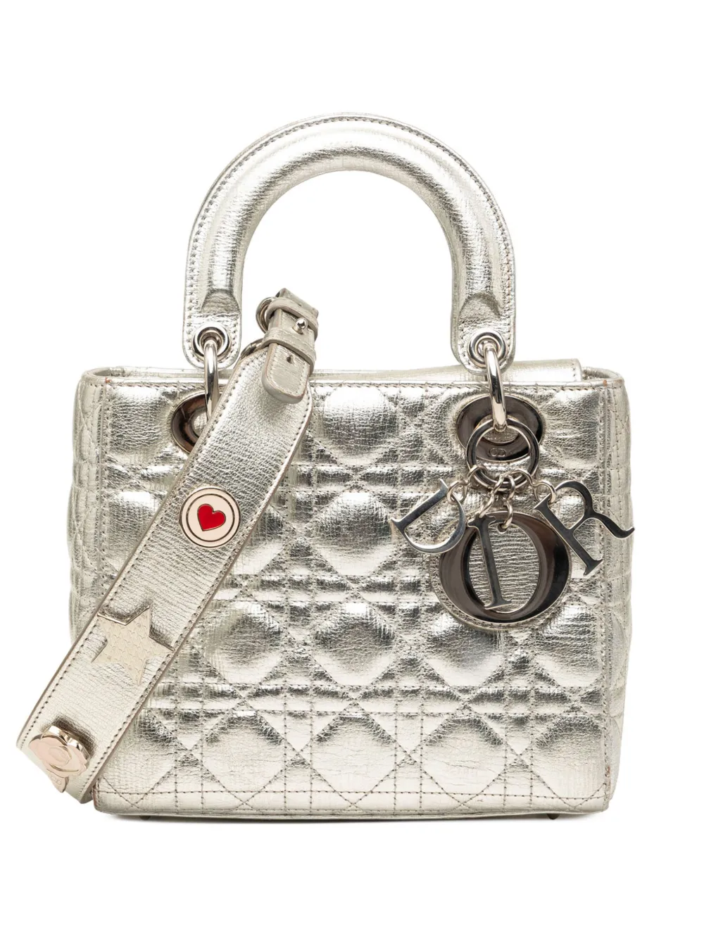 Christian Dior Pre-Owned 2017 Small Metallic Grained Calfskin Cannage My ABCDior Lady Dior satchel - Argento
