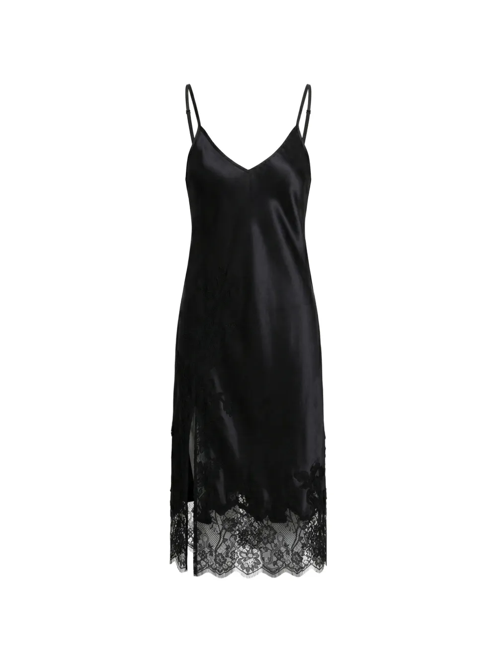 Almaz Past Midnight lace-trim slip midi dress - Nero