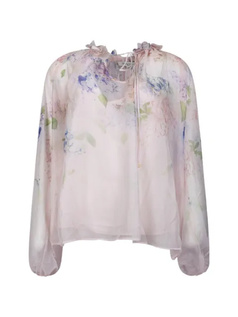 Giovanni Paris floral-print ruffled blouse