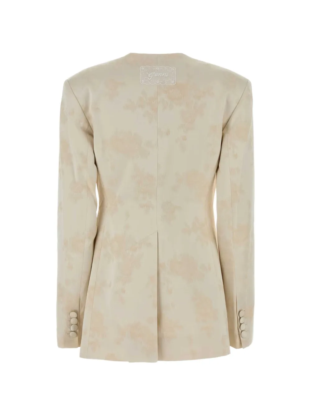 GANNI Blazer met bloemenjacquard Beige