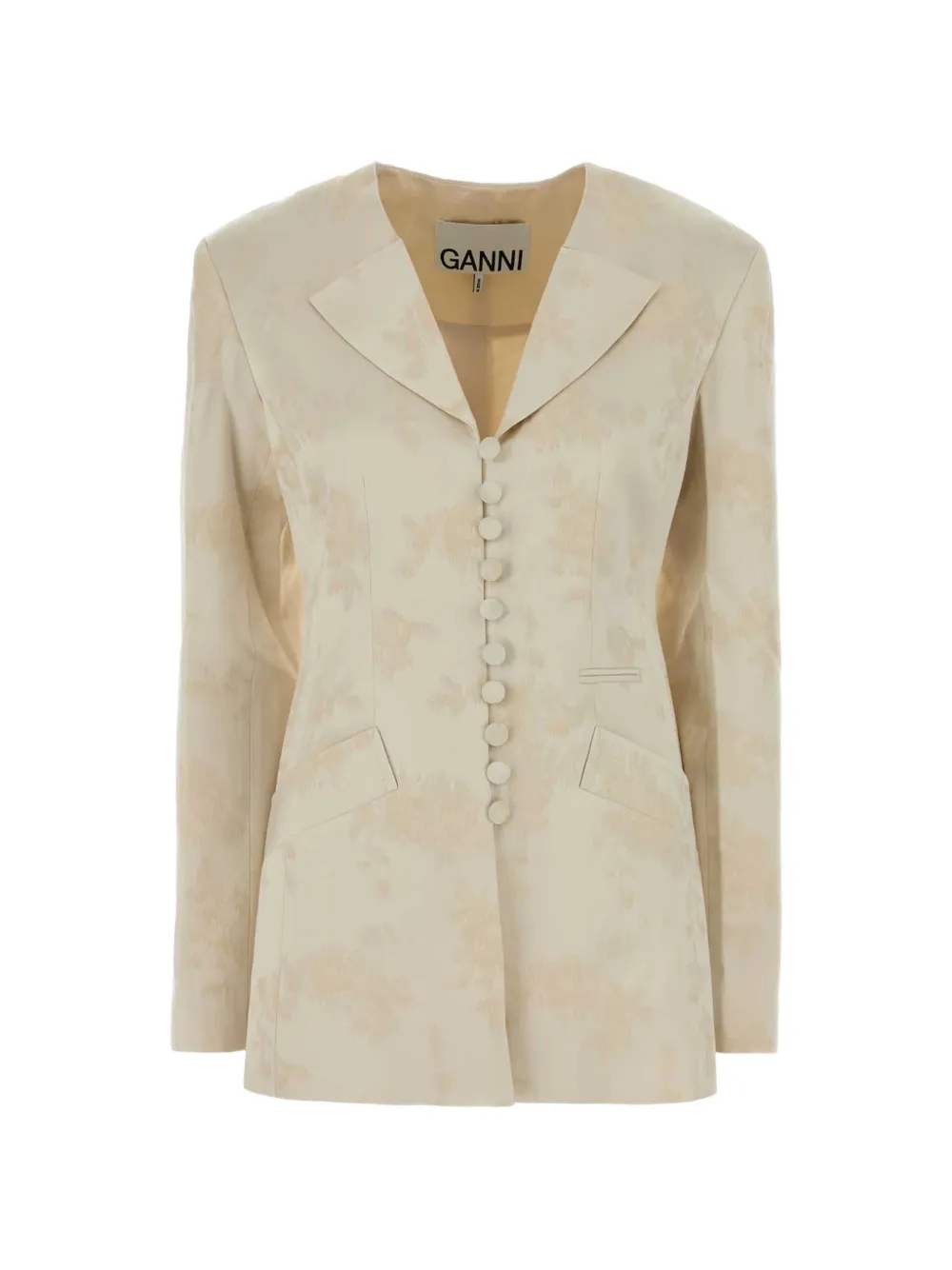 GANNI floral-jacquard blazer - Toni neutri