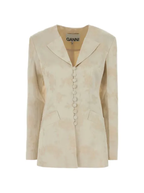 GANNI floral-jacquard blazer