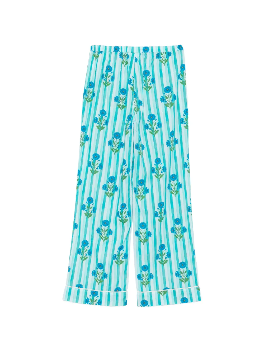 MC2 Saint Barth Inessa gestreepte broek met bloemenprint Blauw