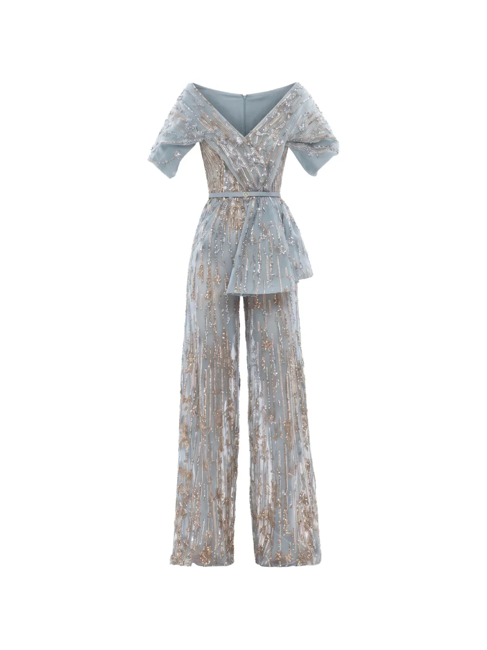 Saiid Kobeisy sequin-embellished belted jumpsuit - Blu