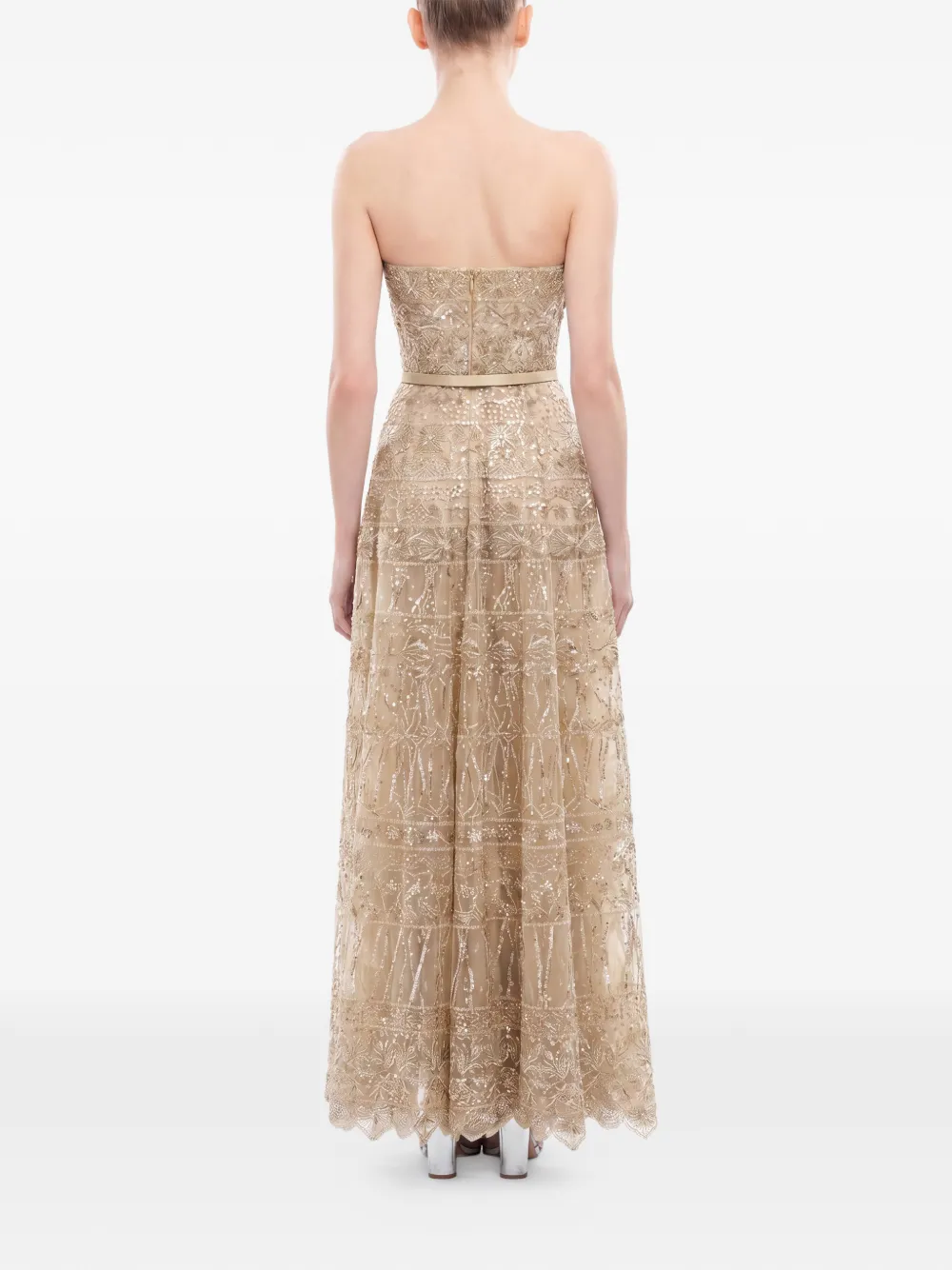 Saiid Kobeisy Strapless tulen jurk met kralen Goud