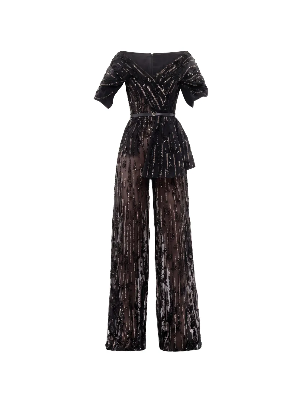 Saiid Kobeisy sequin-embellished belted jumpsuit - Nero