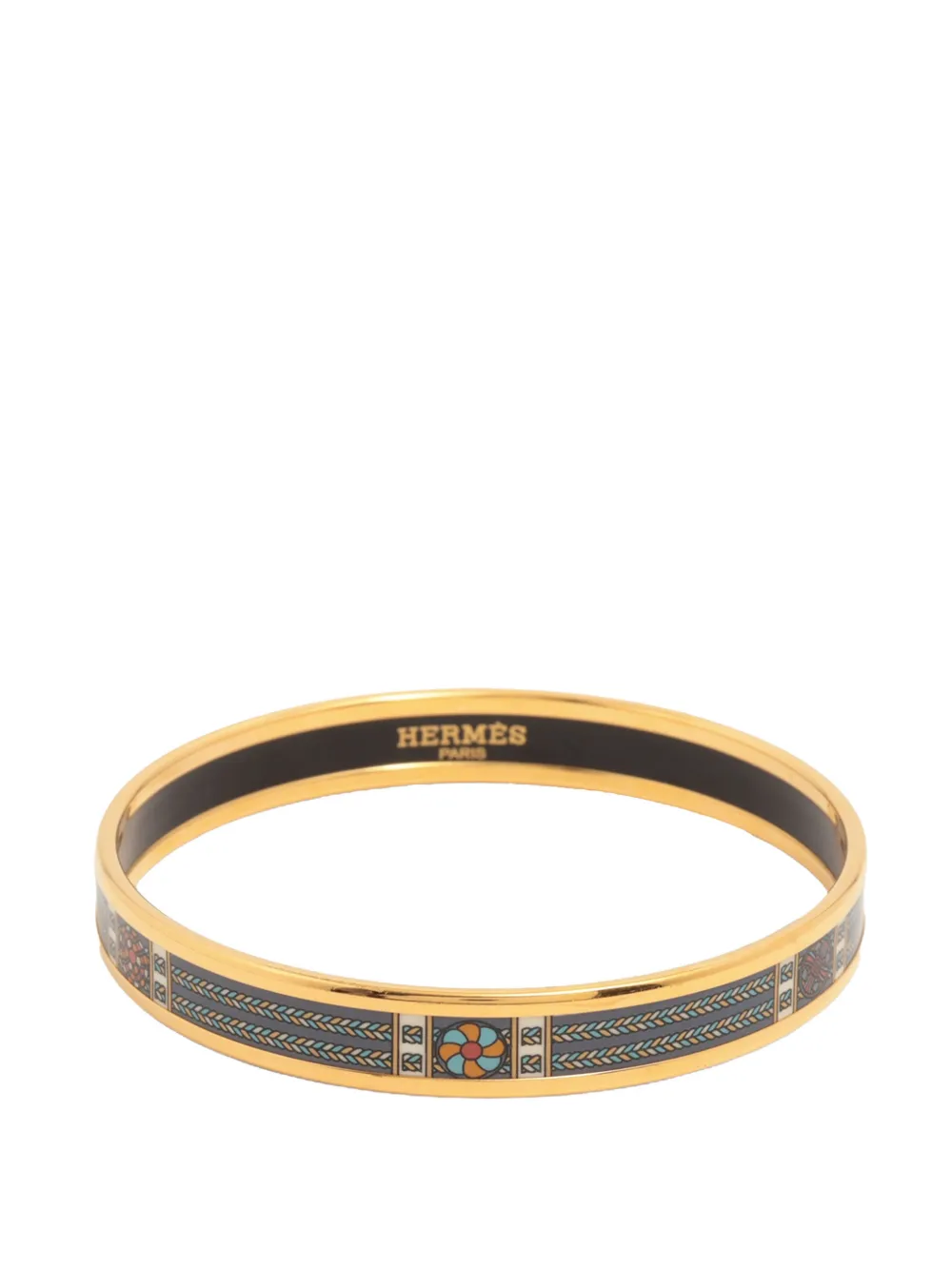 Hermès Pre-Owned 2010-2020 Narrow Printed Enamel Bangle 65 costume bracelet - Oro