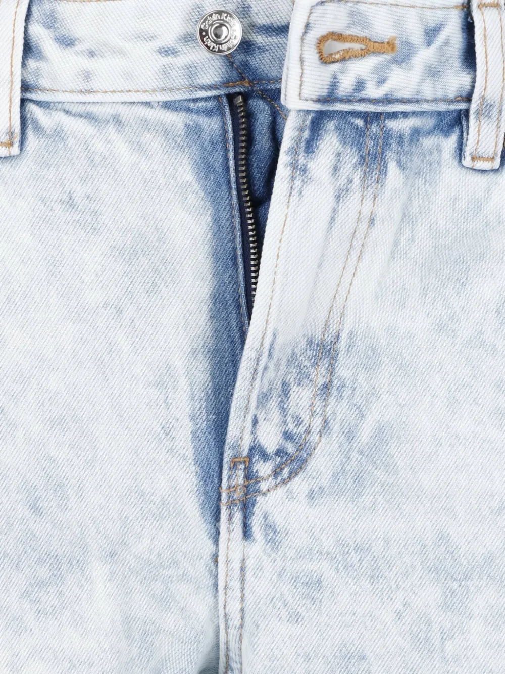 Calvin Klein Straight jeans met acid wassing Blauw