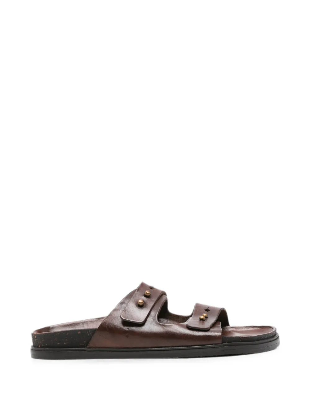 Brador Leather Flat Sandals In Multi