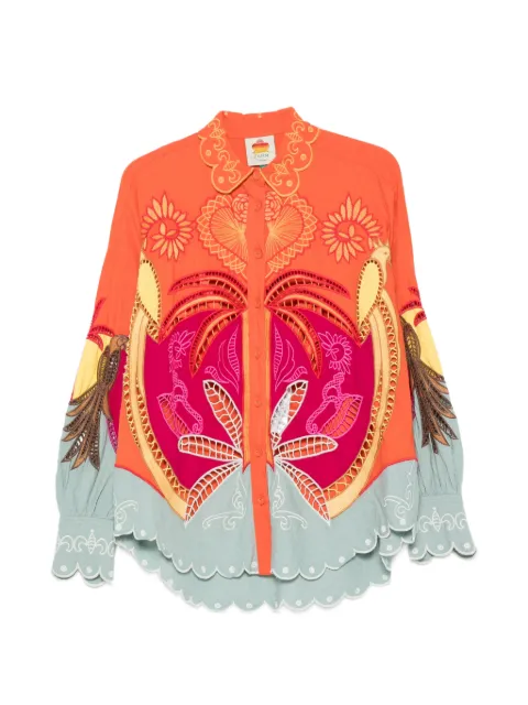 FARM Rio embroidered scalloped-edge shirt