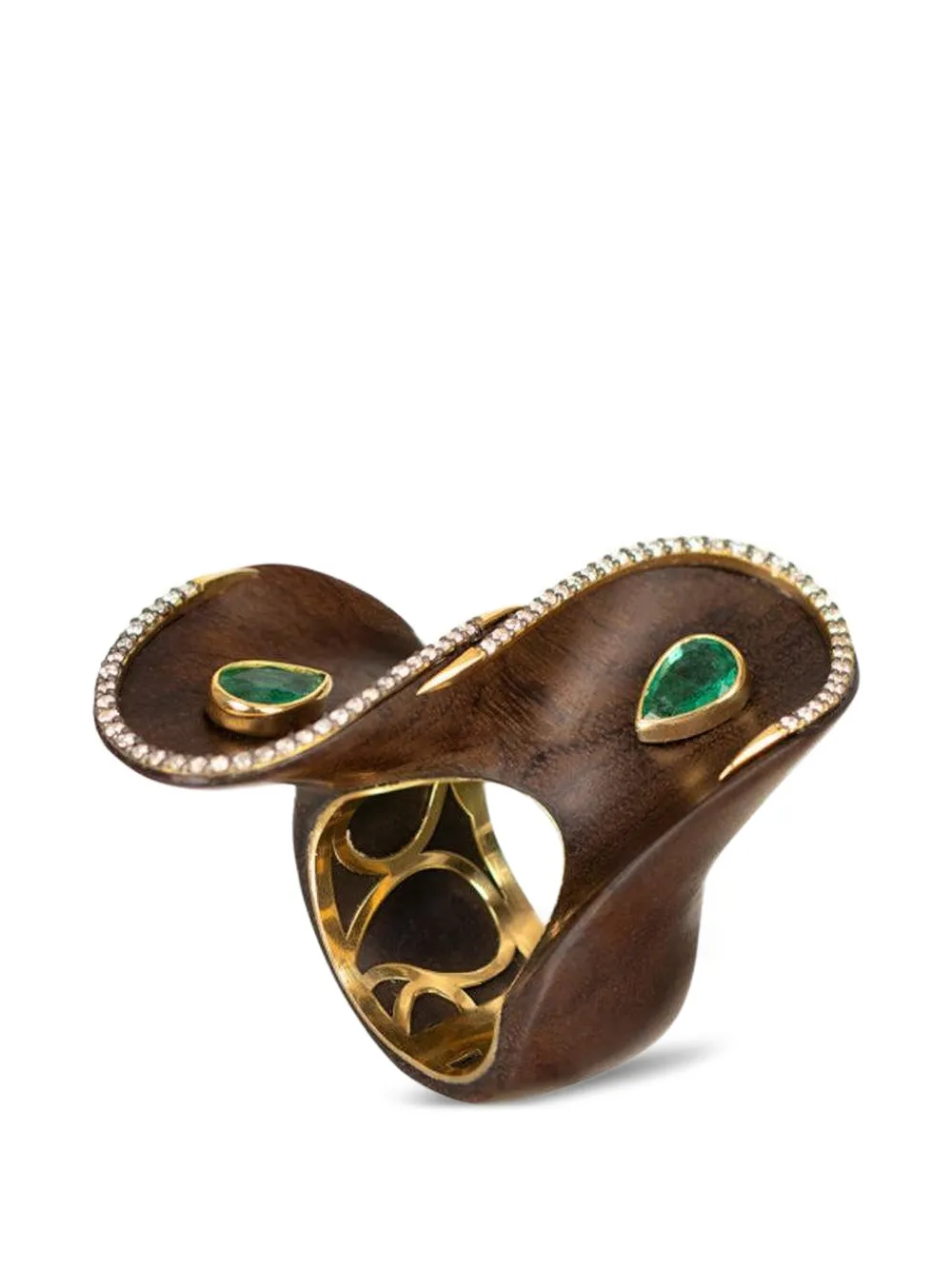 SILVIA FURMANOVICH Twisted Brauna diamond emerald ring - Marrone