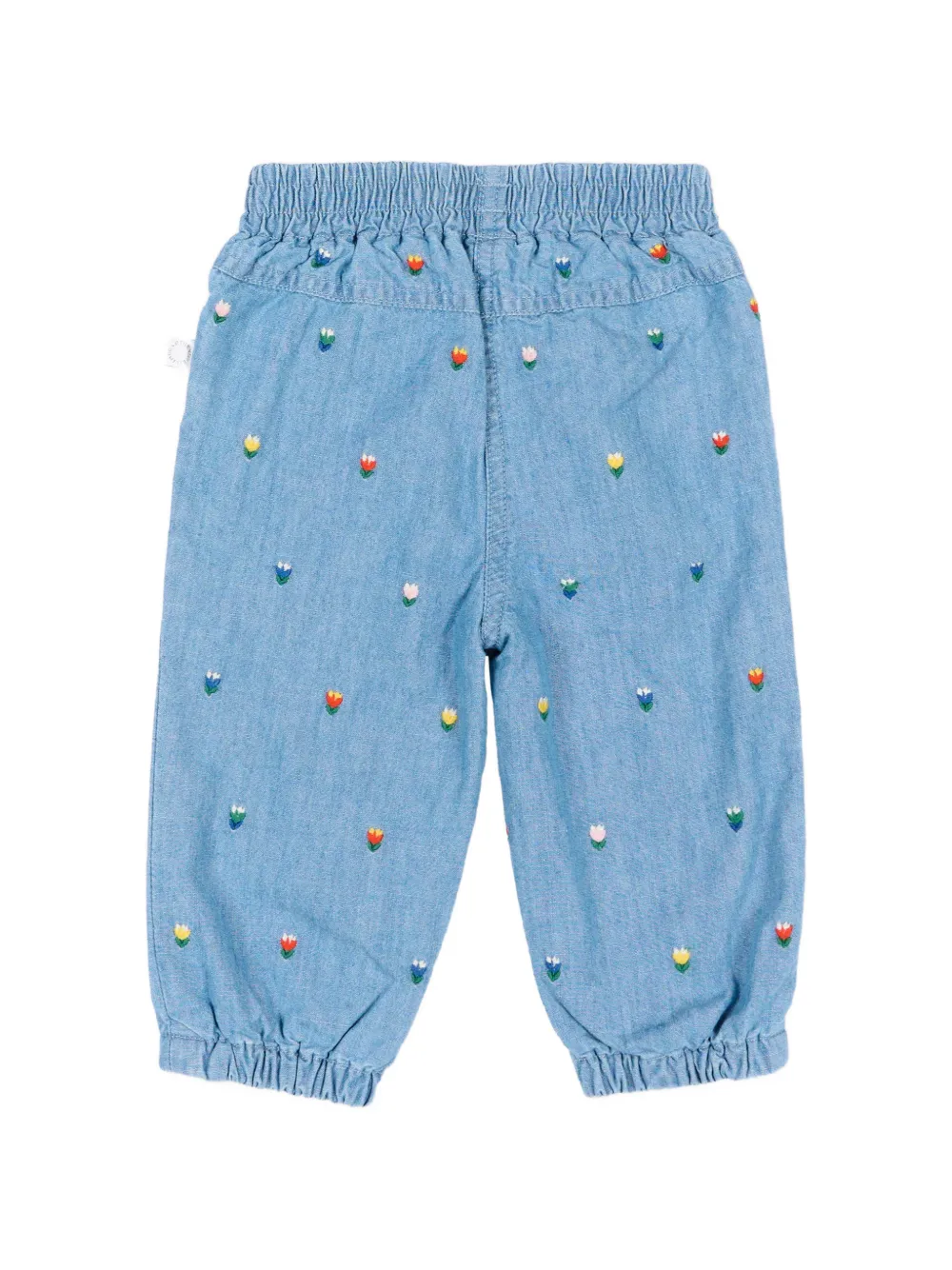 Stella McCartney Kids Jeans met elastische taille en geborduurde bloemen Blauw